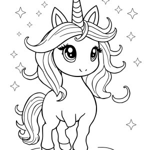 Magical Unicorn Adorable Unicorn Coloring Page coloring page for kids