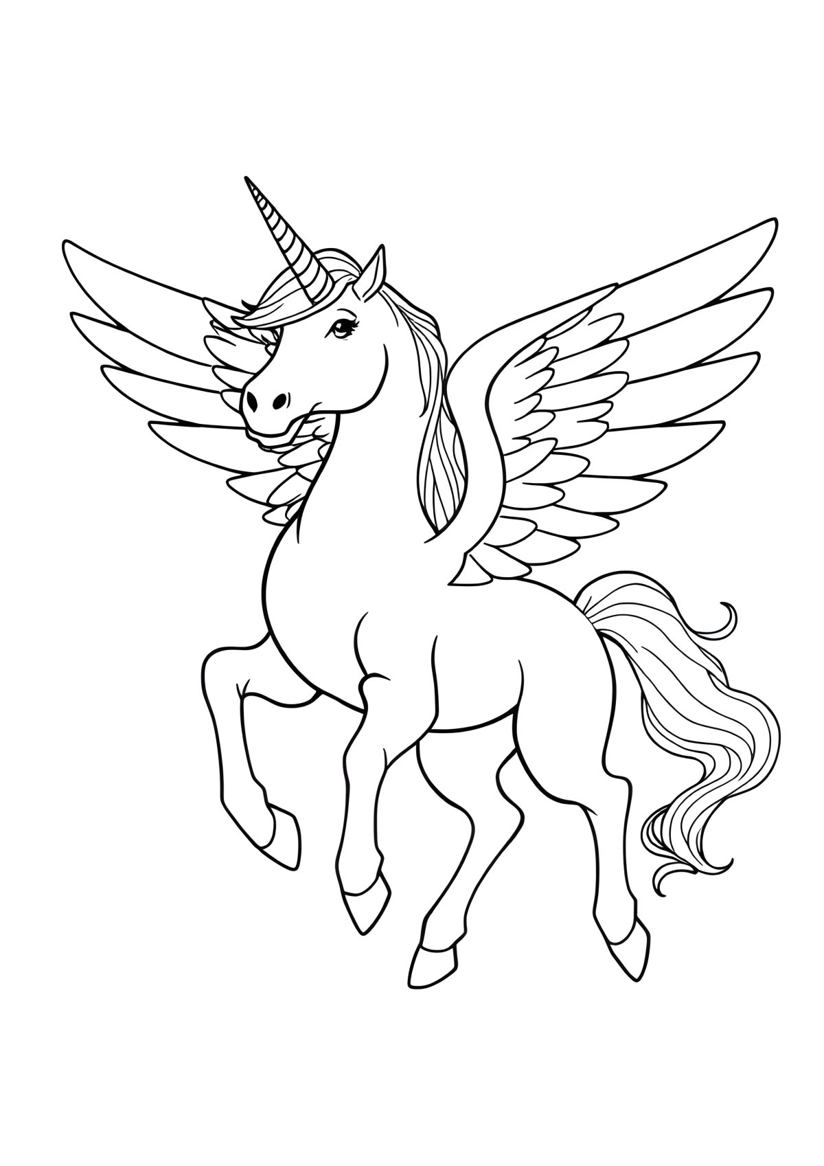 Realistic Pegasus Unicorn Coloring Page coloring page for kids