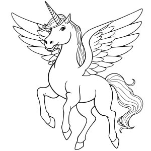 Realistic Pegasus Unicorn Coloring Page coloring page for kids