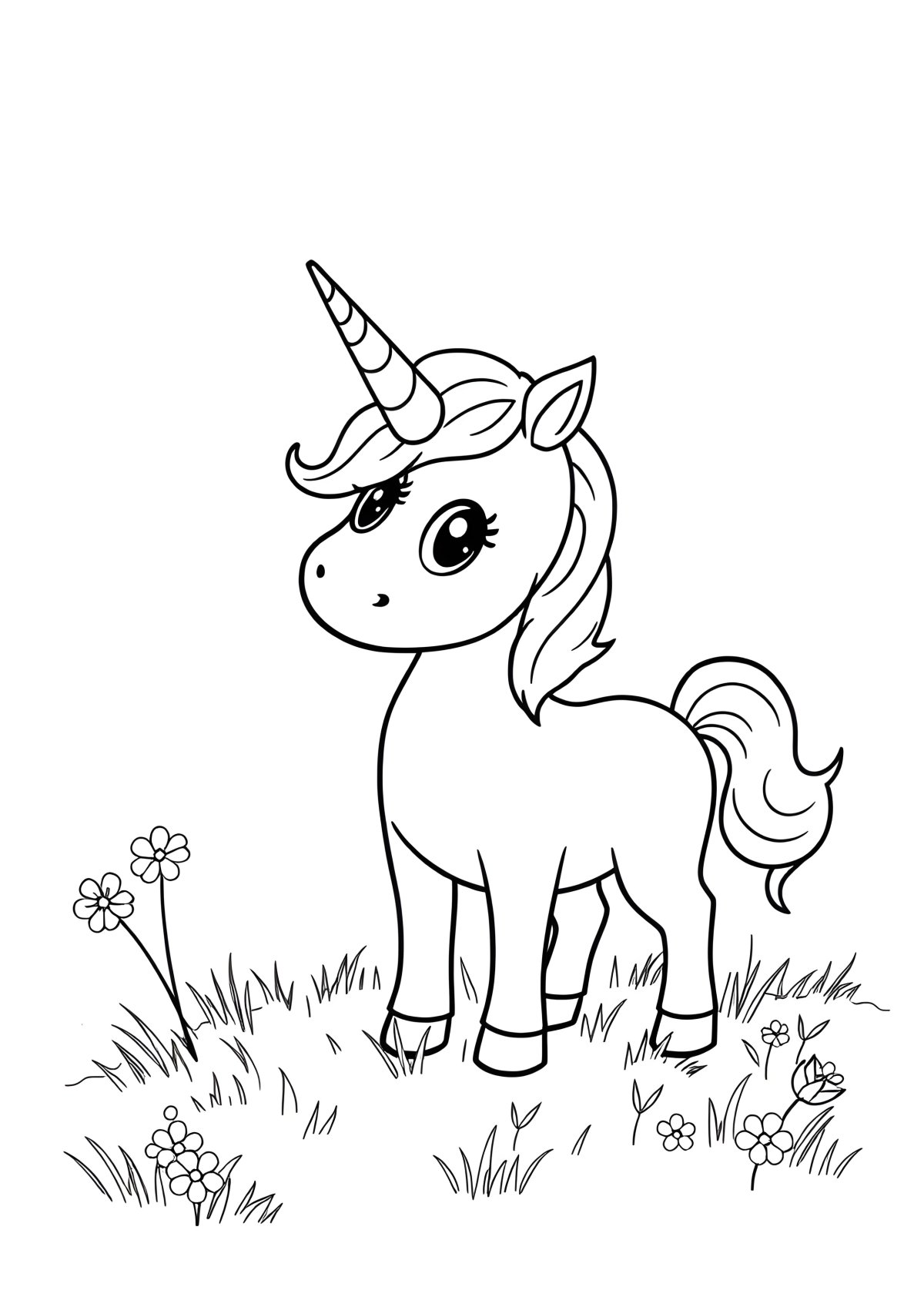 Magical Unicorn Cute Easy Unicorn Coloring Page coloring page for kids