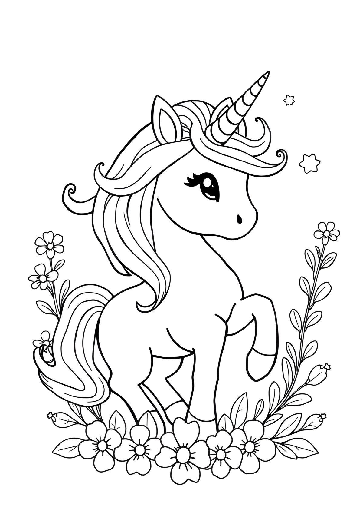 Magical Unicorn Cute Unicorn Coloring Page For Adults coloring page for kids