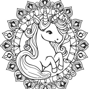 Unicorn Animal Easy Mandala Coloring Page coloring page for kids