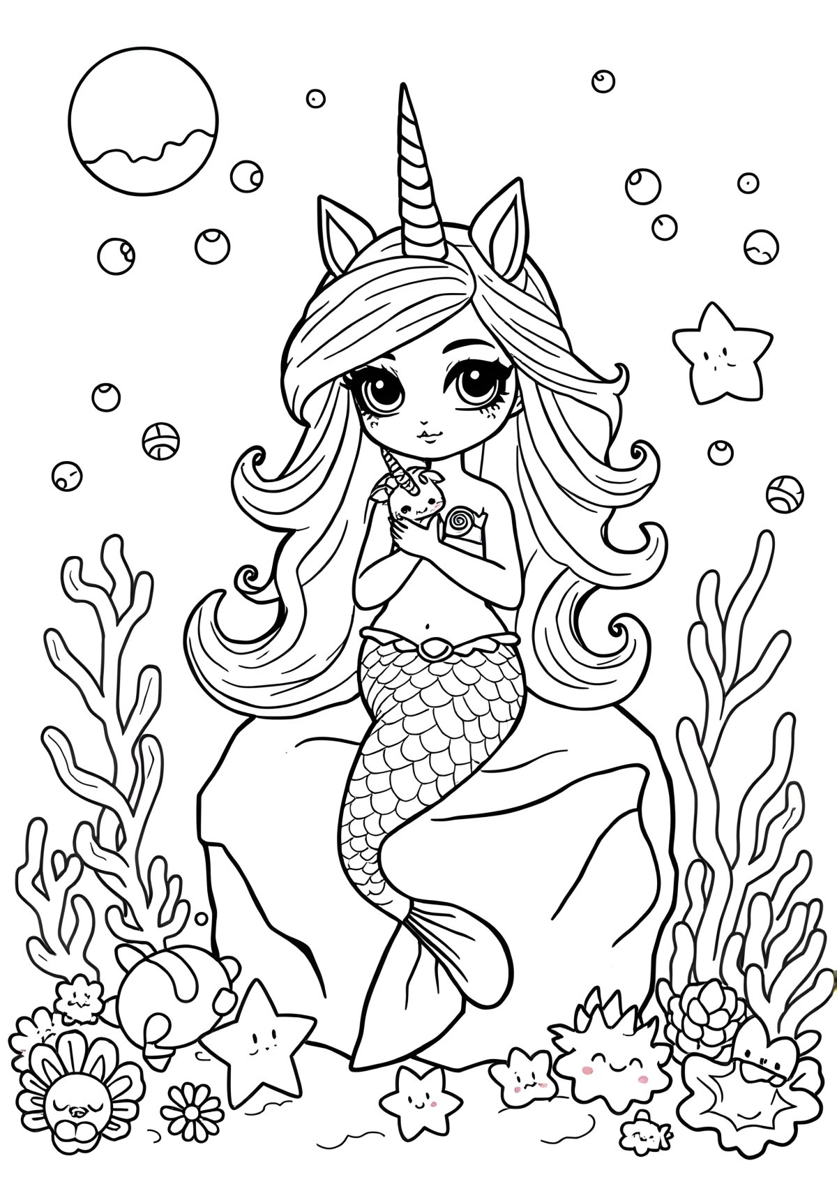 Unicorn Coloring Mermaid Lol Coloring Page Pets coloring page for kids