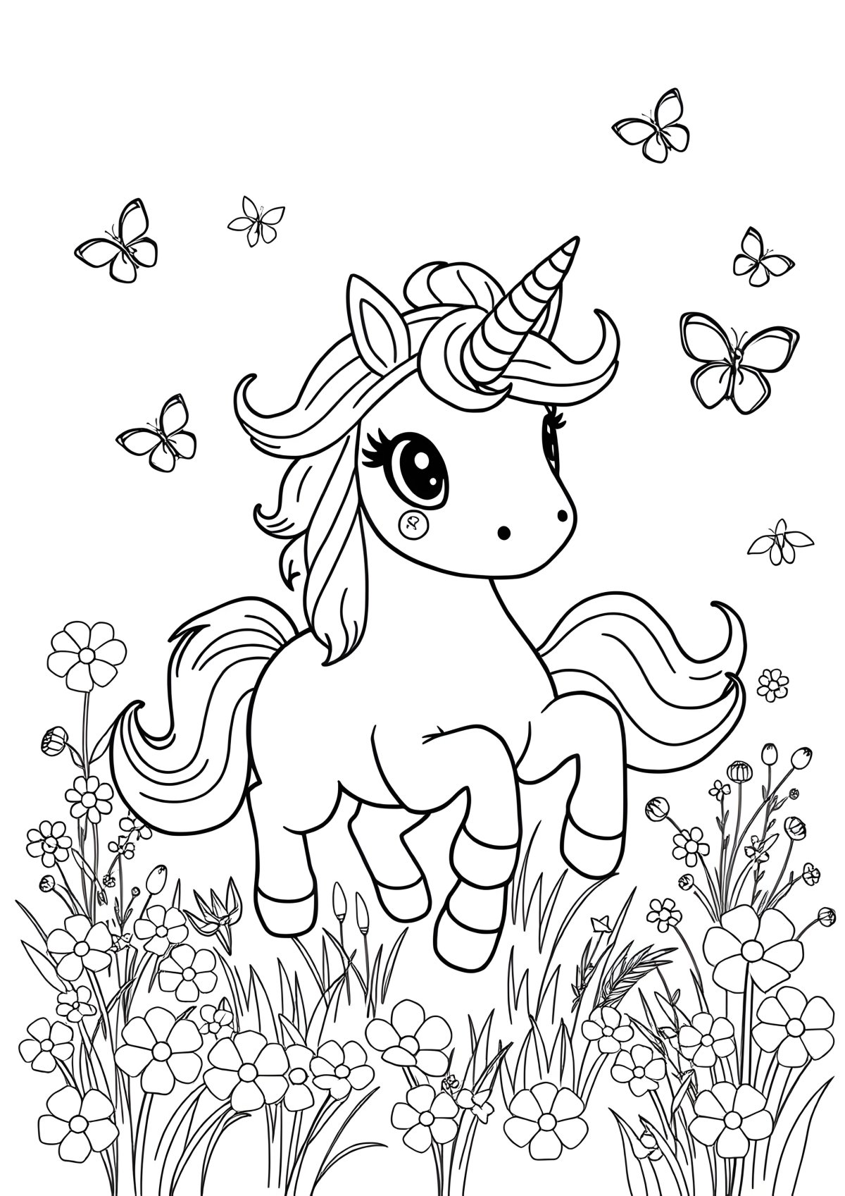 Unicorn Coloring Page For Kids Cute Animals coloring page for kids