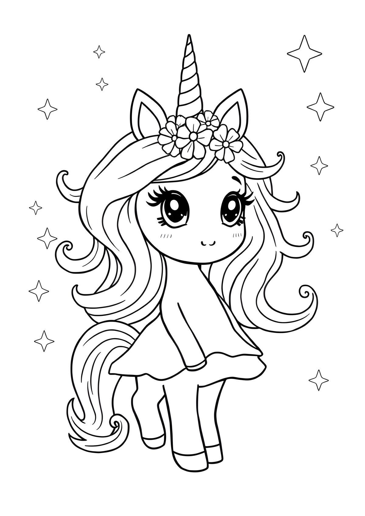 Cute Coloring Page Unicorn Girl coloring page for kids
