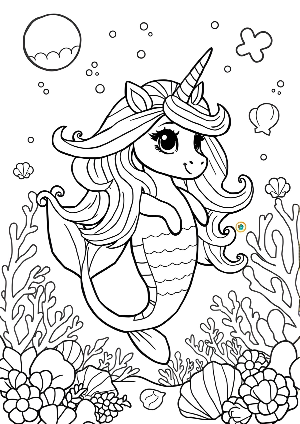 Mermaid Unicorn Mermaid Cute Coloring Page For Girls coloring page for kids
