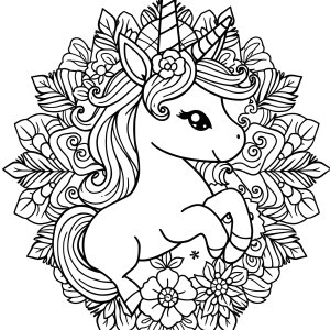 Unicorn Cute Mandala Coloring Page coloring page for kids