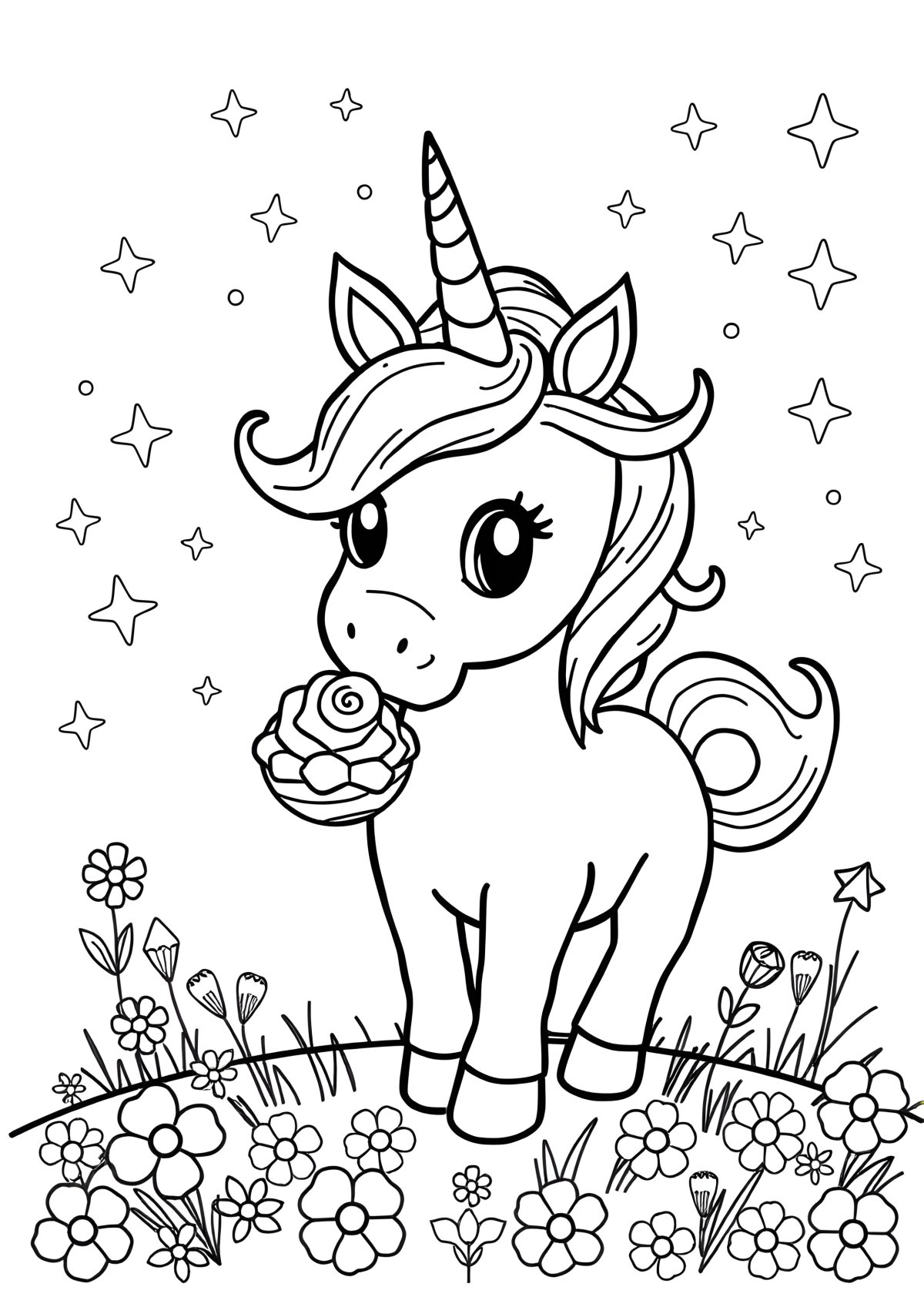 Unicorn Food Coloring Page coloring page for kids