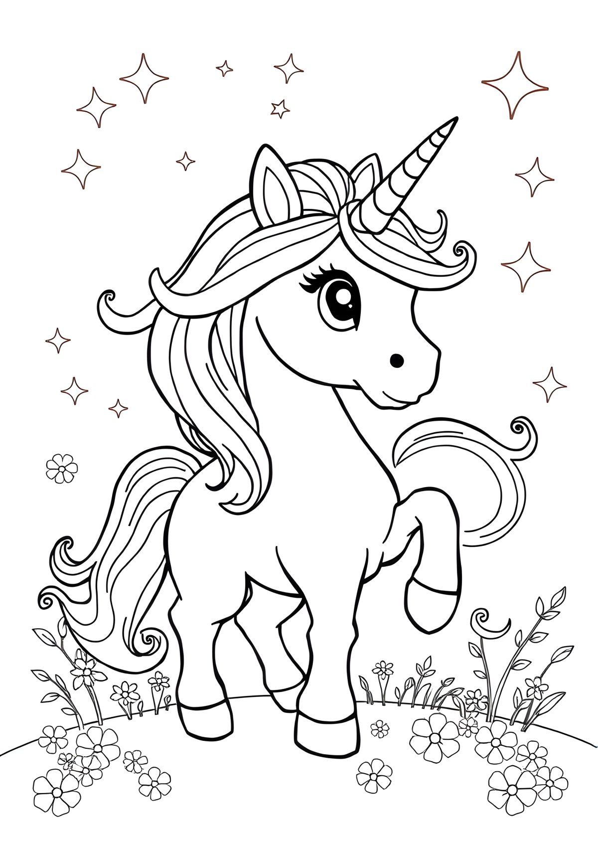 Drawing Unicorn Coloring Page coloring page for kids