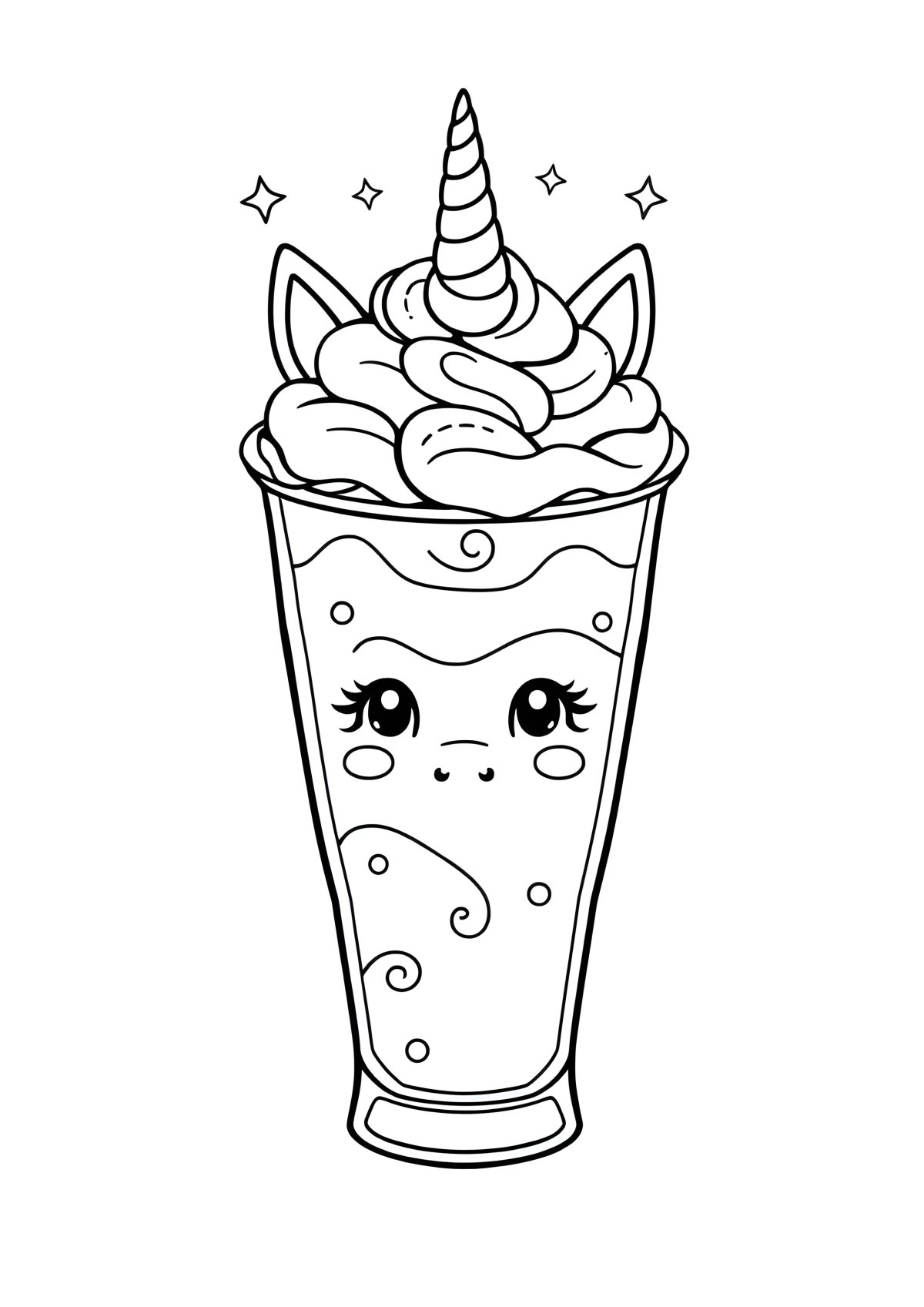 Unicorn Frappuccino Starbucks Food Cute Coloring Page coloring page for kids