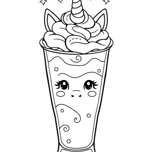 Unicorn Frappuccino Starbucks Food Cute Coloring Page coloring page for kids