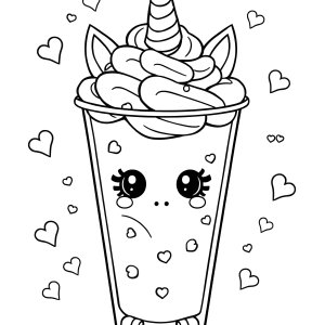 Unicorn Frappuccino Starbucks Kawaii Coloring Page coloring page for kids