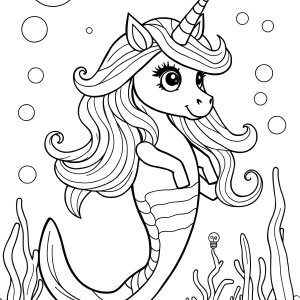 Print Unicorn Mermaid Coloring Page coloring page for kids