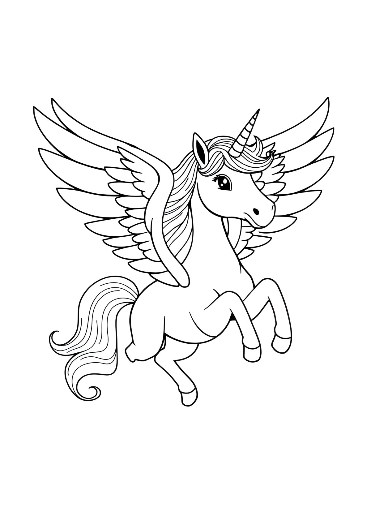 Unicorn With Wings Coloring Page Printable coloring page for kids