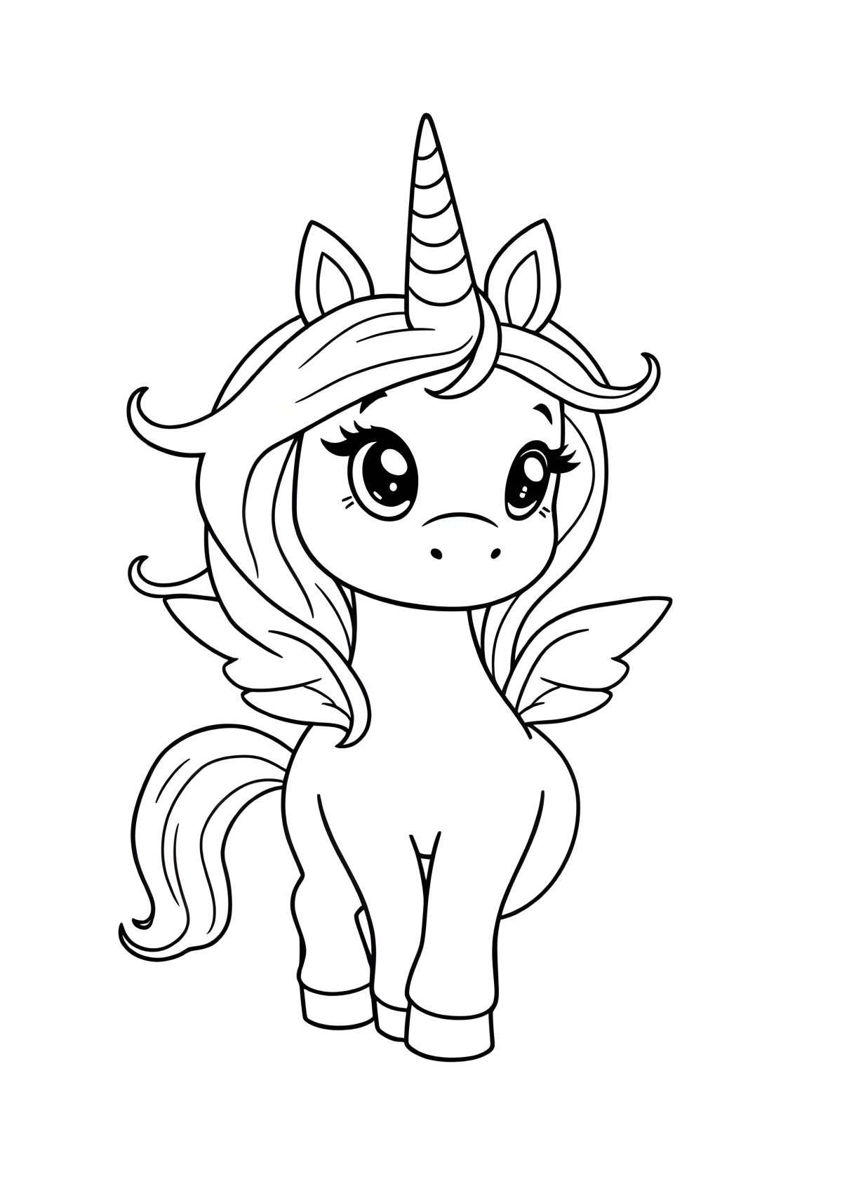 Printable Adorable Unicorn Coloring Page coloring page for kids