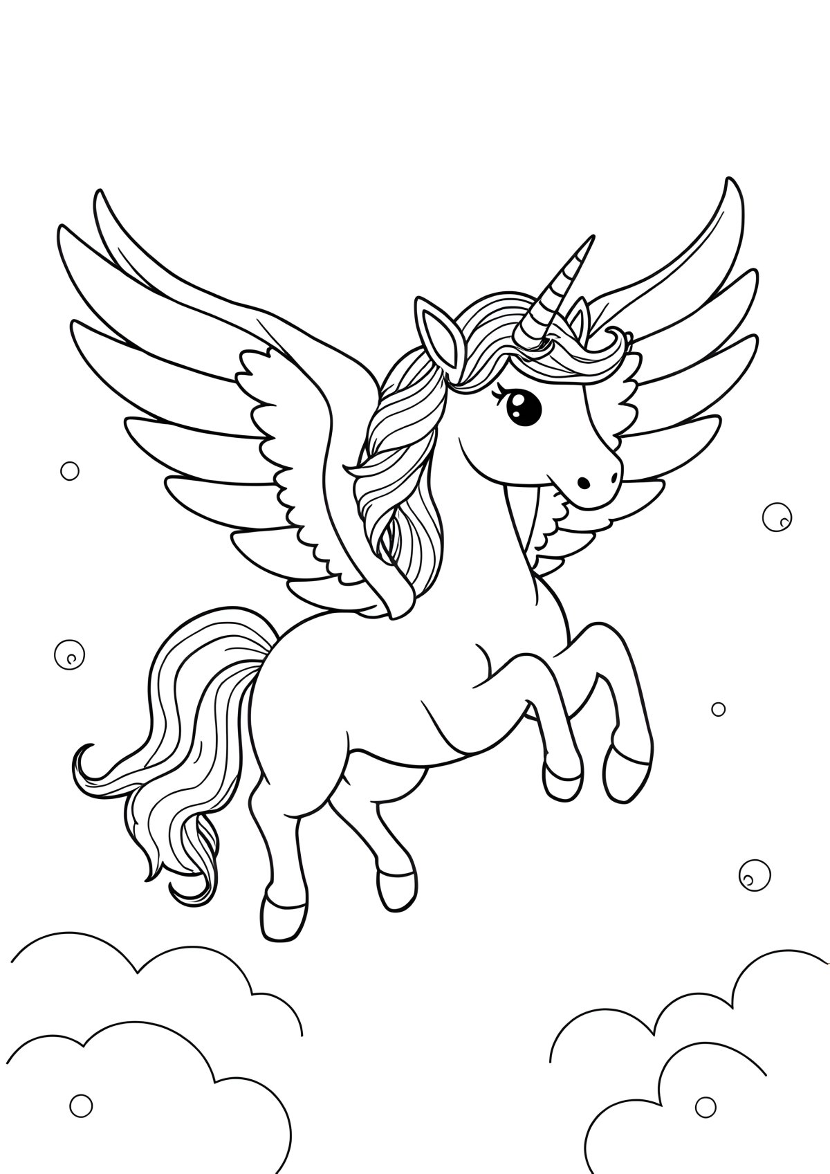 Unicorn With Wings Colouring Page coloring page for kids