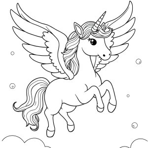 Unicorn With Wings Colouring Page coloring page for kids