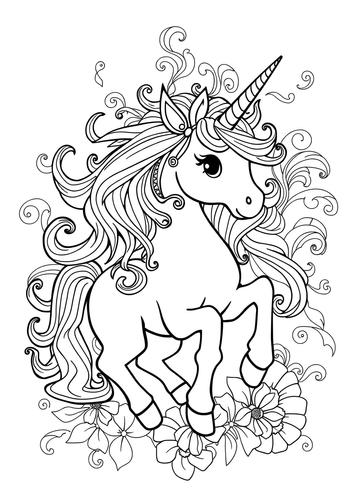 Advanced Unicorn Coloring Page coloring page for kids