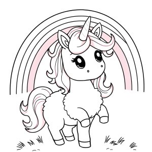 Cute Pink Fluffy Unicorn Rainbow Unicorn Unicorn Coloring Page coloring page for kids