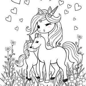 Unicorn Mothers Day Coloring Page coloring page for kids