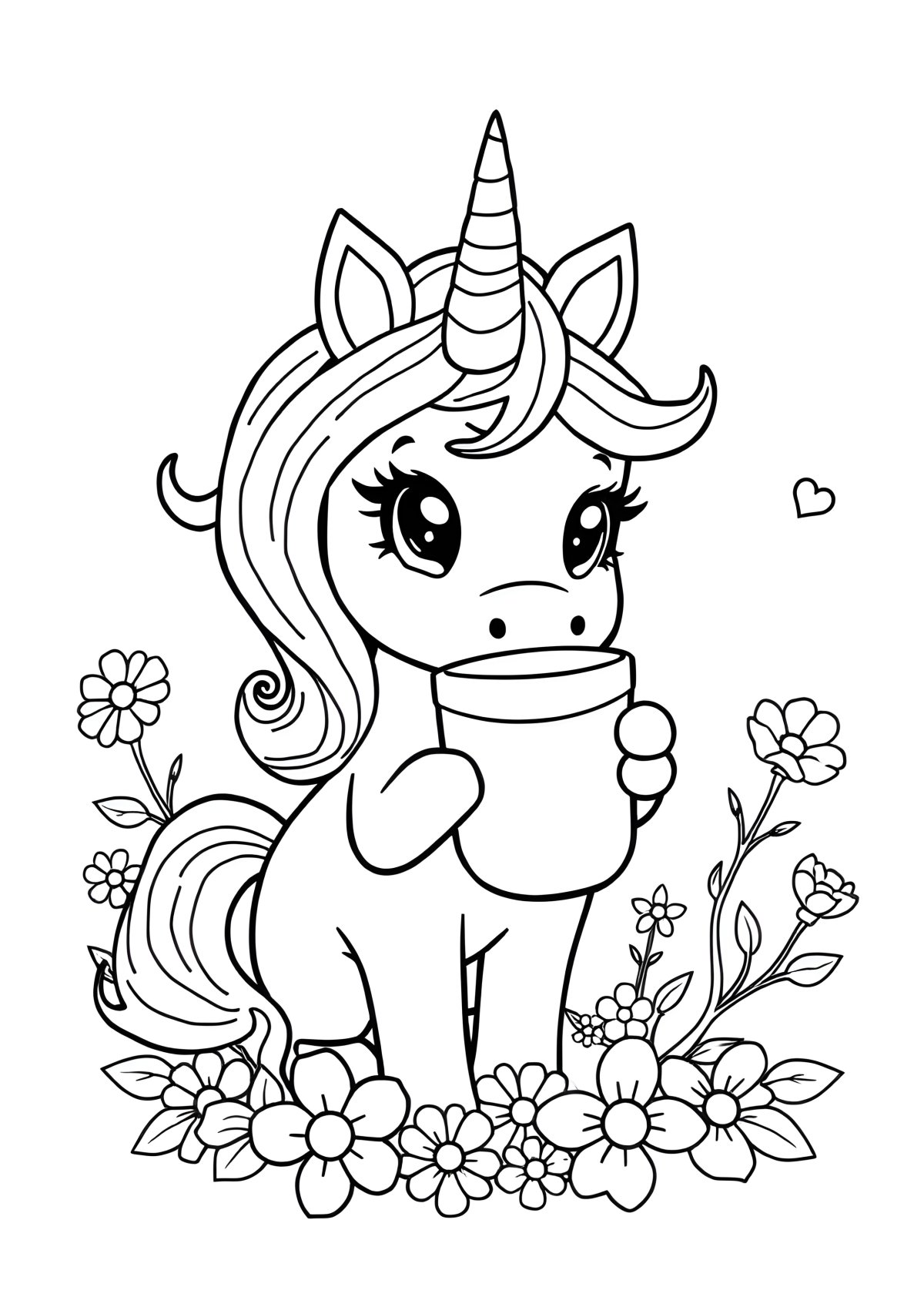 Unicorn Unicorn Boba Coloring Page coloring page for kids