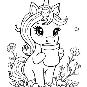 Unicorn Unicorn Boba Coloring Page coloring page for kids