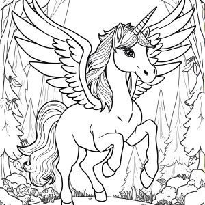 Winged Unicorn Beautiful Realistic Unicorn Coloring Page coloring page for kids