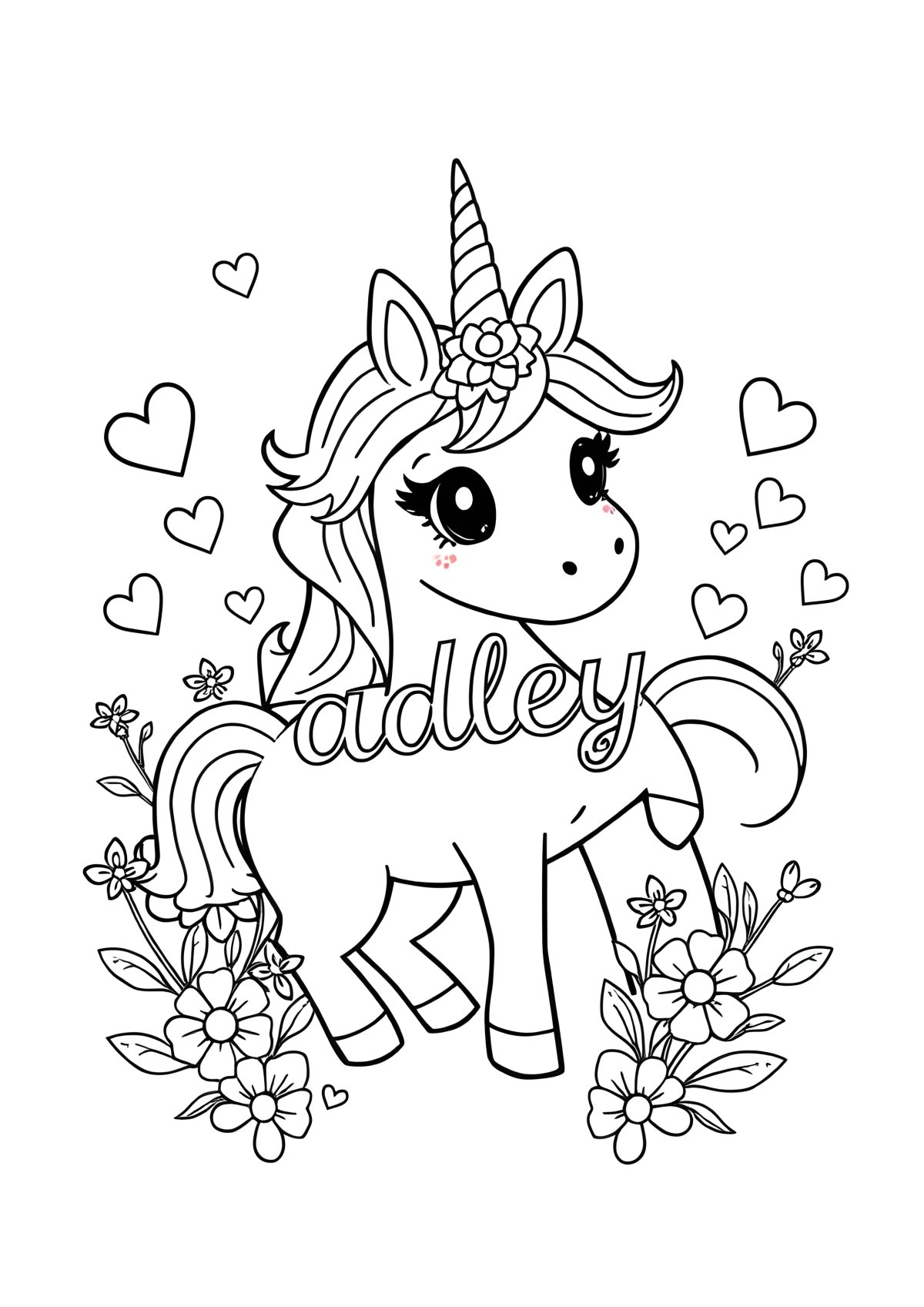 Unicorn A For Adley Coloring Page coloring page for kids