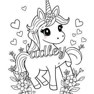 Unicorn A For Adley Coloring Page coloring page for kids