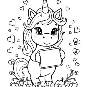Unicorn Phone Coloring Page coloring page for kids