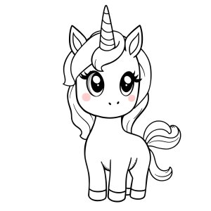 Chibi Unicorn Coloring Page coloring page for kids