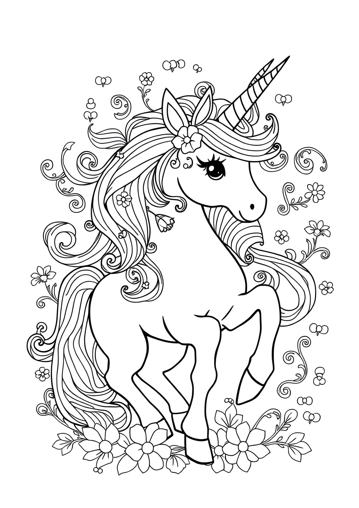Coloring Page For Girls Unicorn Hard coloring page for kids