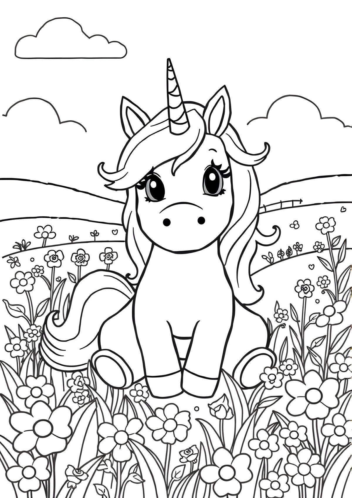 Unicorn A For Adley Coloring Page Printable coloring page for kids