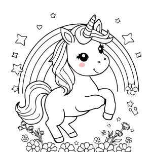 Drawing Rainbow Cute Unicorn Coloring Page coloring page for kids