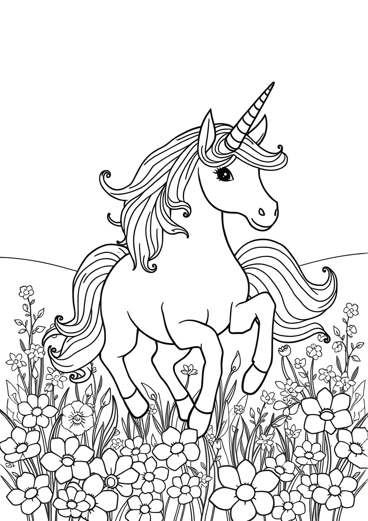 Beautiful Beautiful Unicorn Coloring Page coloring page for kids