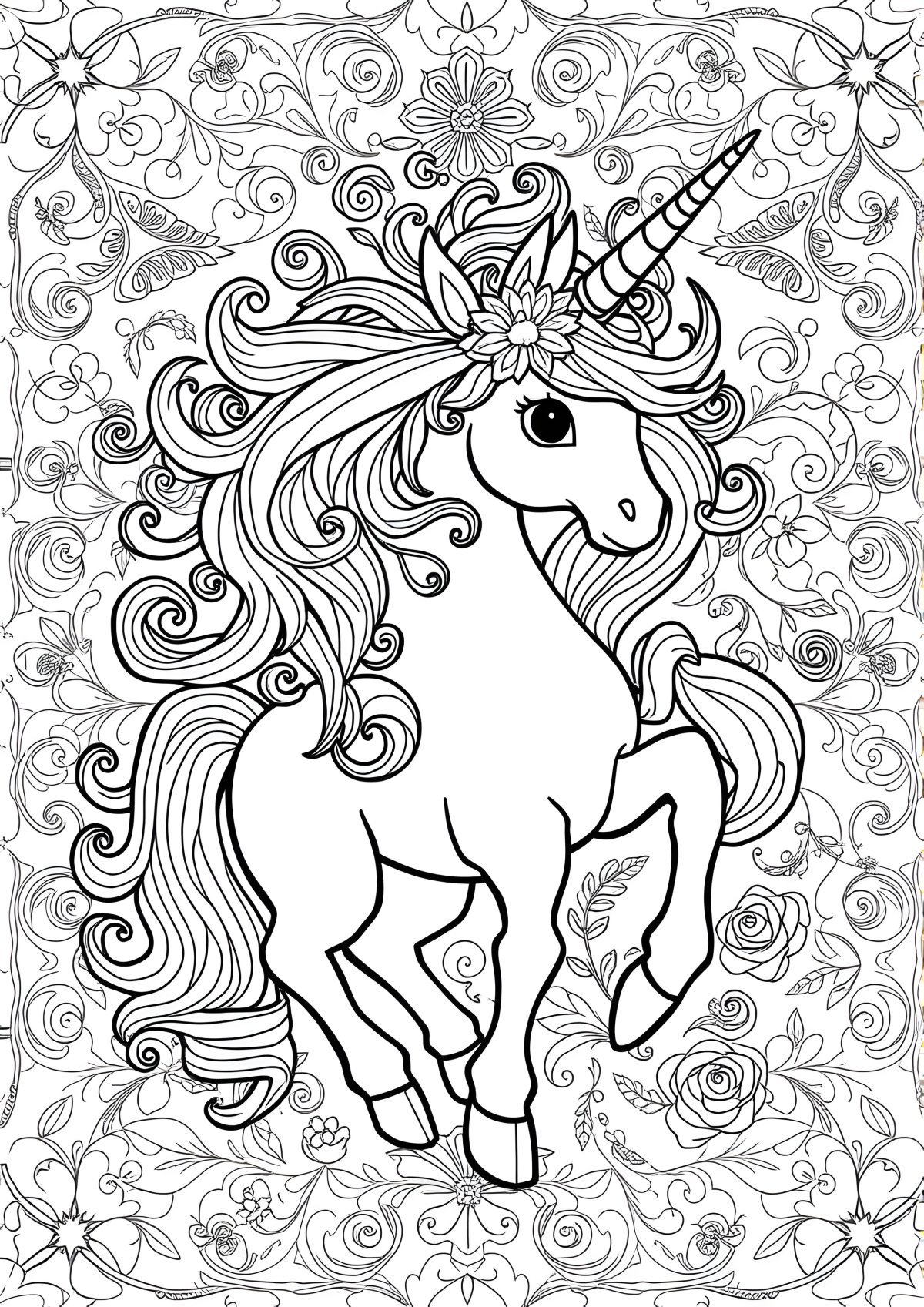 Complex Unicorn Coloring Page coloring page for kids