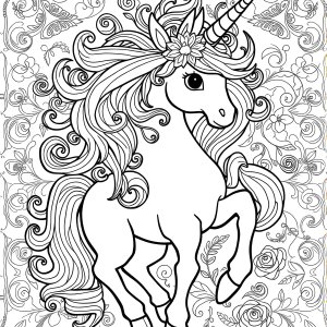 Complex Unicorn Coloring Page coloring page for kids