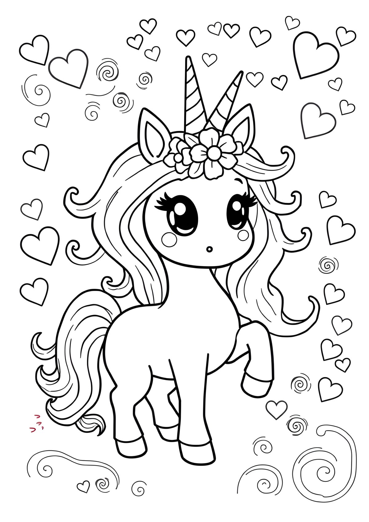 Printable Cute Unicorn Coloring Page For Girls coloring page for kids