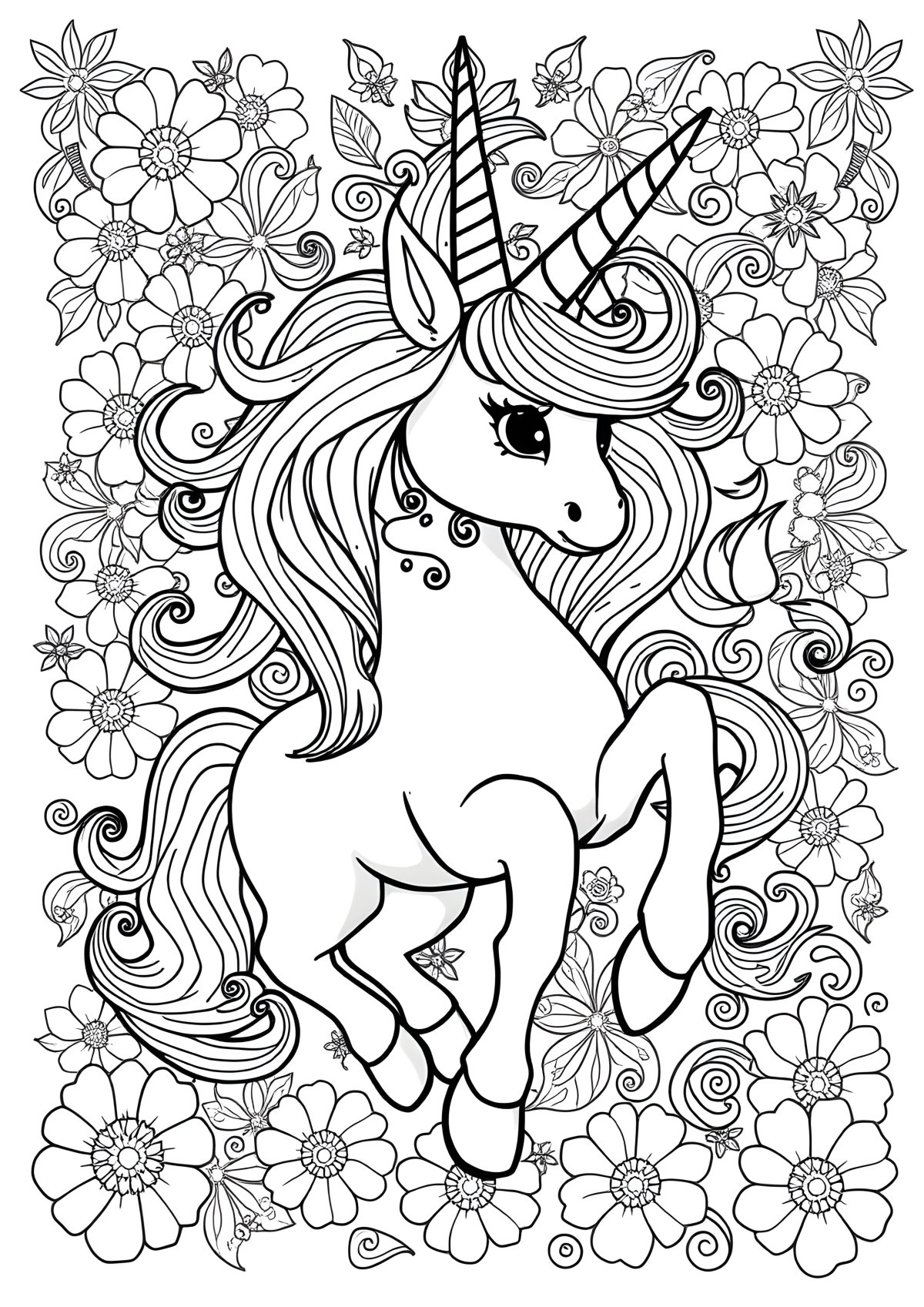 Complicated Unicorn Coloring Page coloring page for kids