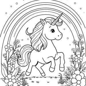 Free Coloring Page Unicorn Rainbow coloring page for kids