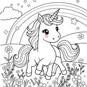 Printable Cute Unicorn Coloring Page Pdf coloring page for kids