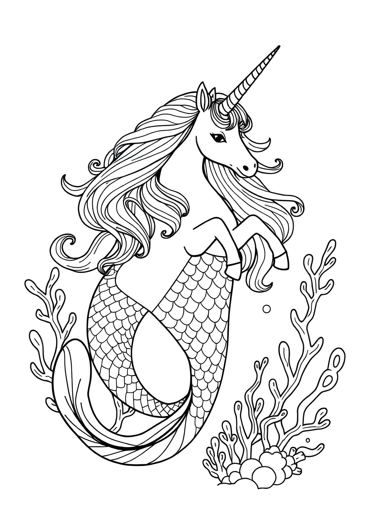 Unicorn Mermaid Coloring Page For Adults coloring page for kids