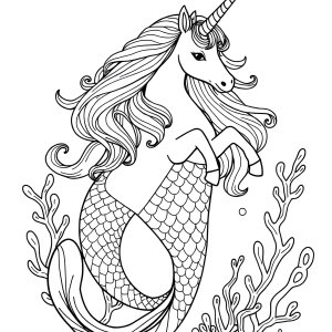Unicorn Mermaid Coloring Page For Adults coloring page for kids