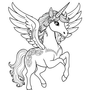 Winged Unicorn Unicorn Coloring Page For Adults coloring page for kids