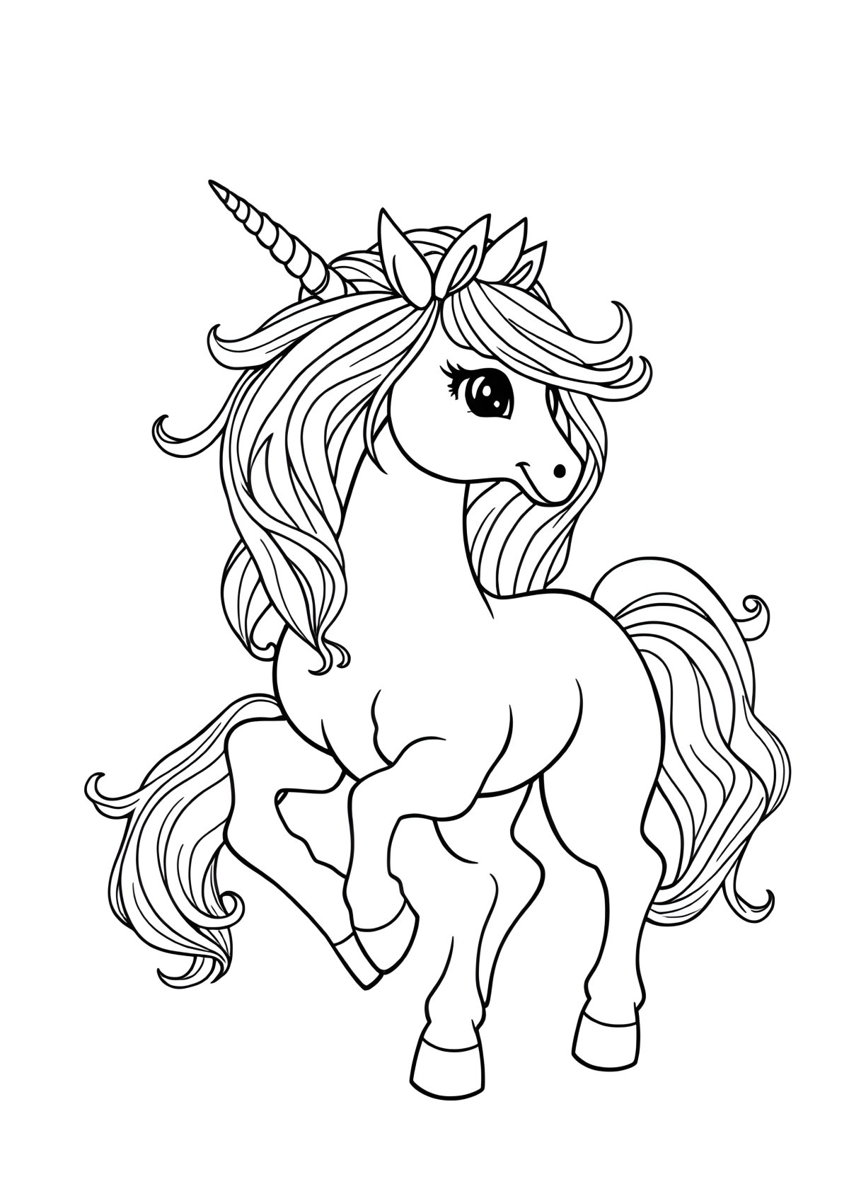 Beautiful Unicorn Detailed Unicorn Coloring Page coloring page for kids