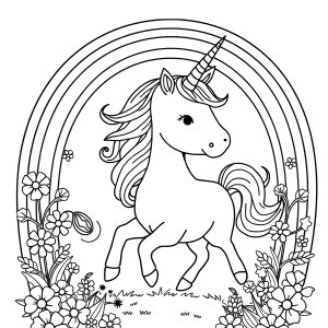 Free Printable Coloring Page Unicorn Rainbow coloring page for kids