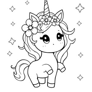 Kawaii Chibi Unicorn Coloring Page coloring page for kids