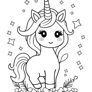 Printable Kawaii Cute Rainbow Unicorn Coloring Page coloring page for kids