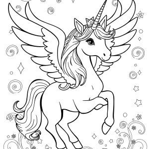 Unicorn Winged Unicorn Princess Coloring Page coloring page for kids
