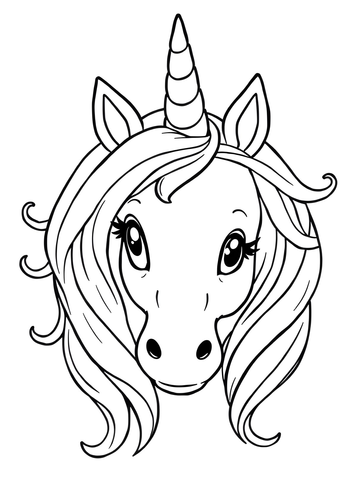 Beautiful Unicorn Head Coloring Page coloring page for kids